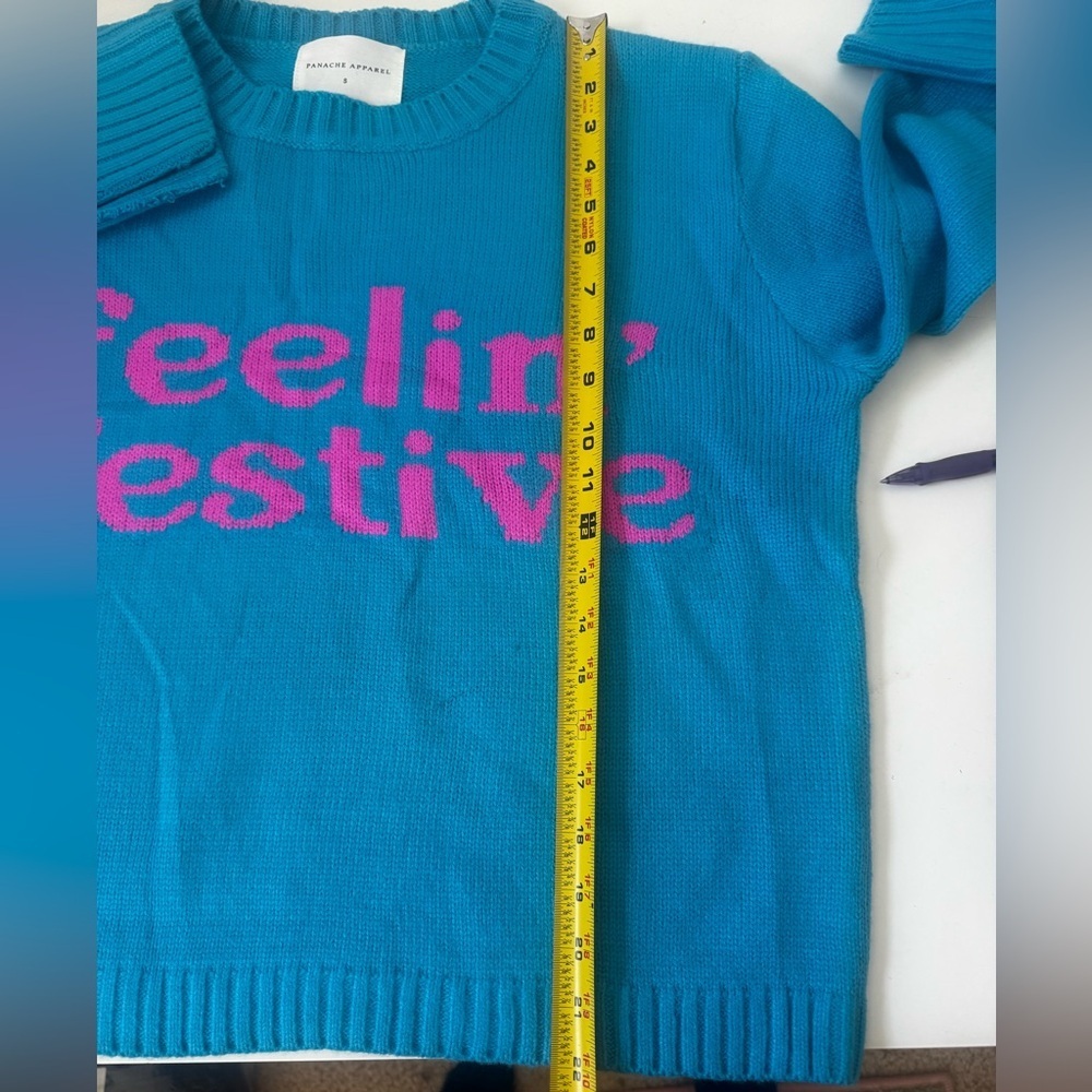 Panache Apparel FEELIN' FESTIVE SWEATER - BLUE Small - Picture 9 of 10